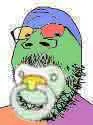 gapejak, colorjak, baby, beard, glasses, looking at you, pacifier, small eyes, soyjak
