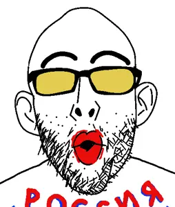 nojak, big z, cyrillic text, ear, glasses, open mouth, russia, soyjak, stubble, text