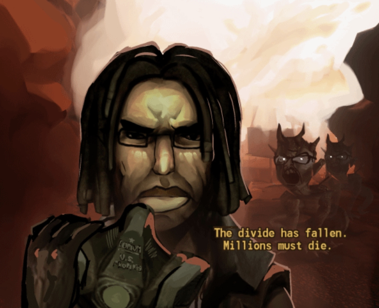 chudjak, feraljak, pol face, 3soyjaks, angry, closed mouth, fallout new vegas, gas mask, glasses, hair