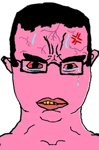 chudjak, anger mark, angry, bloodshot eyes, closed mouth, crying, ear, glasses, hair, looking at you