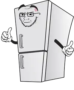 soyak, anger mark, arm, concerned, fridge, frown, glasses, hands, objectsoy, soyjak