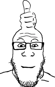 markiplier soyjak, closed mouth, fist, glasses, looking at you, smile, soyjak, stubble, thumbs up