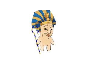 chudjak, closed mouth, clothes, egypt, full body, hat, pharaoh, smile, soyjak, staff