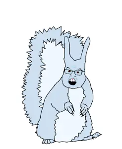 feraljak, feralsquirrel, squirreljak, angry, animal, full body, glasses, open mouth, squirrel, tail