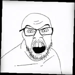 feraljak, 1soyjak, angry, animated, glasses, meltdown, monochrome, mustache, open mouth, soyjak
