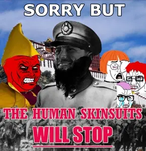crying wojak, gigachad, wojak, china, crying, glasses, hair, pink hair, red face, sjw