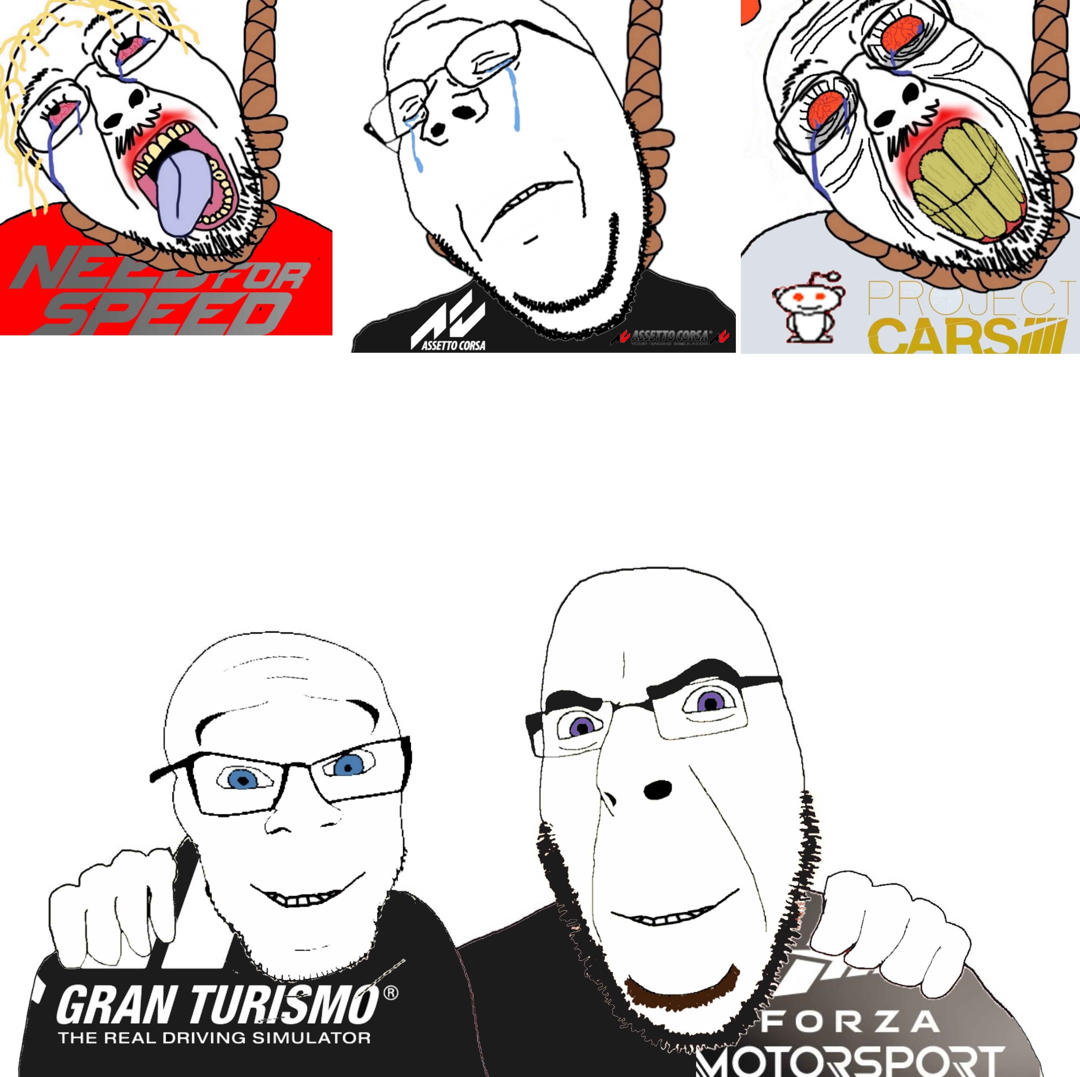 bernd, cobson, feraljak, hanging troonjak, troonjak, no more brother wars, 5soyjaks, ack, assetto corsa, clenched teeth