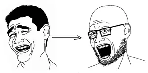 unknown, ear, glasses, hair, meme, open mouth, soyjak, stubble, yao ming, rage comic