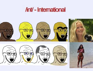 soyak, /int/, 4chan, arab, asian, beard, black skin, blonde hair, brown eyes, brown skin