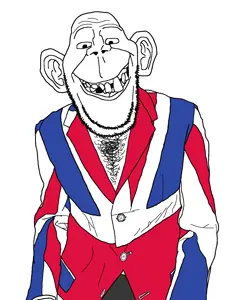 britson, bad teeth, chest hair, closed mouth, clothes, country, ear, flag, grin, mod