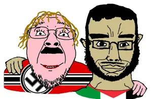 bernd, chudjak, chudjak front, chud troon alliance, 2soyjaks, beard, brown skin, closed mouth, ear, flag