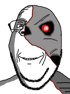 gapejak, wholesome soyjak, /tv/, glasses, ominous, smile, soyjak, stubble, terminator