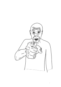 goldjak, bald, hardcore pawn, les gold, nails, old, open mouth, pointing, pointing at viewer, realistic