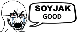 cryboy soyjak, anti soyjak, bloodshot eyes, bushy eyebrows, crying, glasses, open mouth, soyjak, speech bubble, stubble