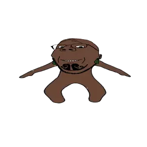 gapejak, wholesome soyjak, animated, brown skin, closed mouth, dance, ear, full body, glasses, maori