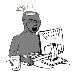 soyak, npc soyak, arm, brainless, computer, drinking straw, glasses, gray skin, hands, npc