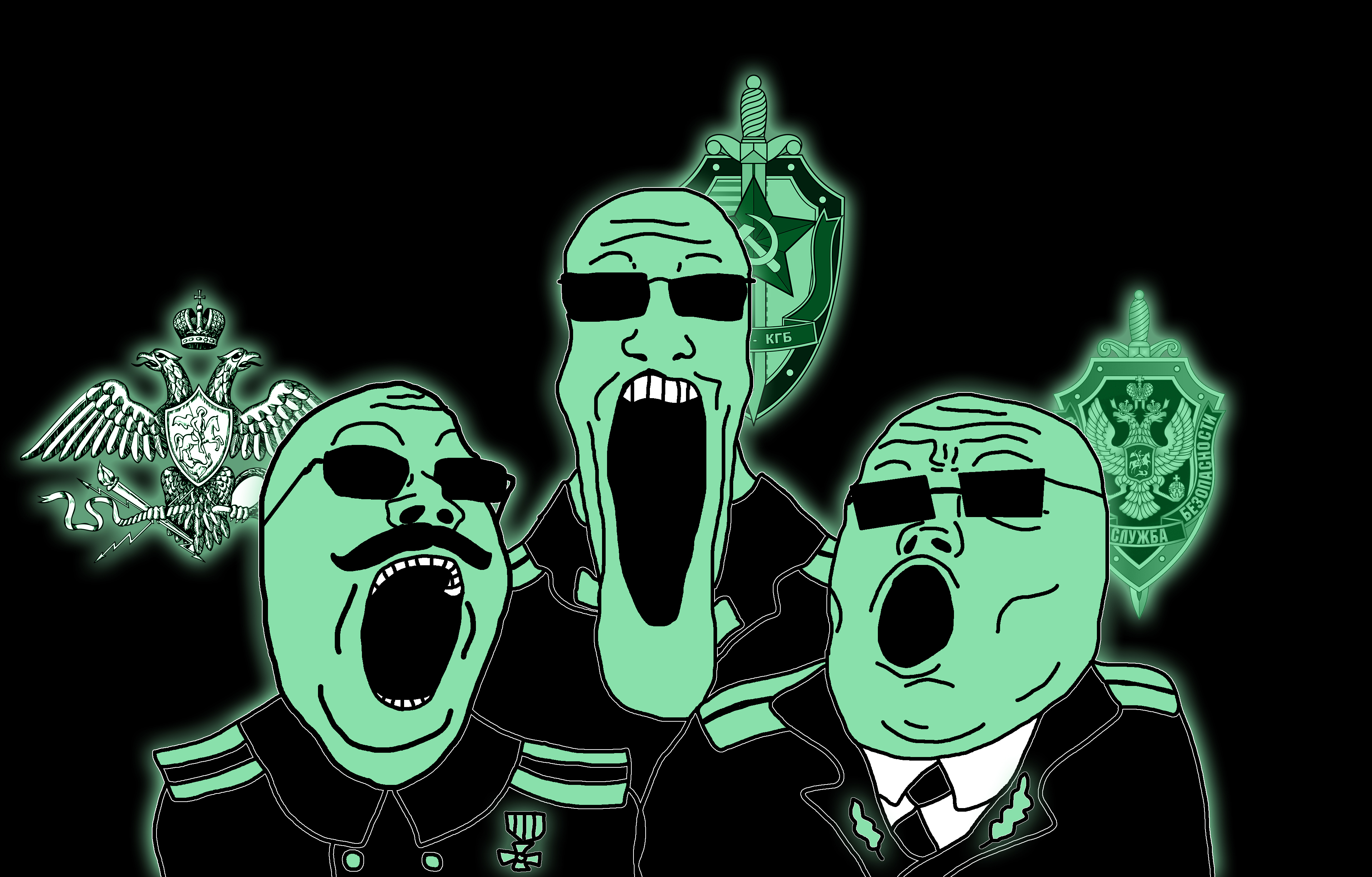 gapejak, markiplier soyjak, tony soprano soyjak, soyjak trio, 3soyjaks, clothes, fsb, glasses, glownigger, kgb