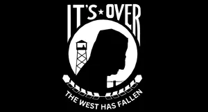chudjak, its over, flag, its over (phrase), pow mia, side view, silhouette, soyjak, text, the west has fallen