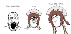 suiseiseki, a24 slowburn soyjak, markiplier soyjak, anime, balding, brown hair, clothes, desu, glasses, green eyes