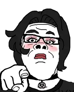 doomer girl wojak, doomer wojak, wojak, a24 slowburn soyjak, female a24 slowburn, femjak, blush, clothes, doomer, female