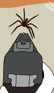cobson, angry, animal, arachnid, bug, gun, hands, pistol, red eyes, soyjak