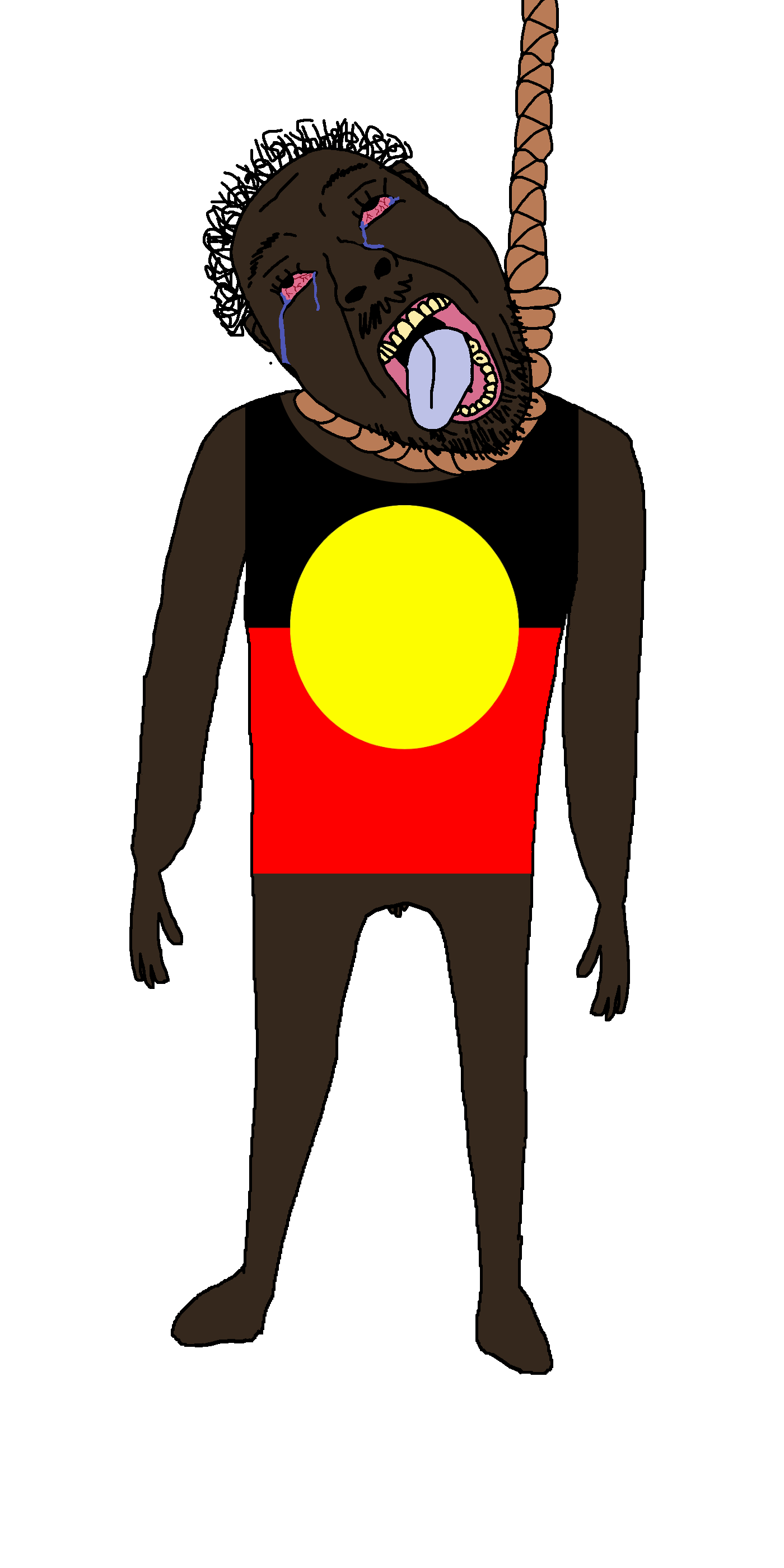 bernd, hanging troonjak, troonjak, aboriginal, ack, australia, black skin, bloodshot eyes, clothes, crying