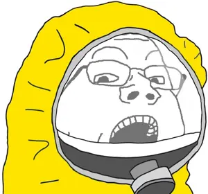 gapejak, clothes, coronavirus pandemic, glasses, hazmat suit, open mouth, soyjak, stubble