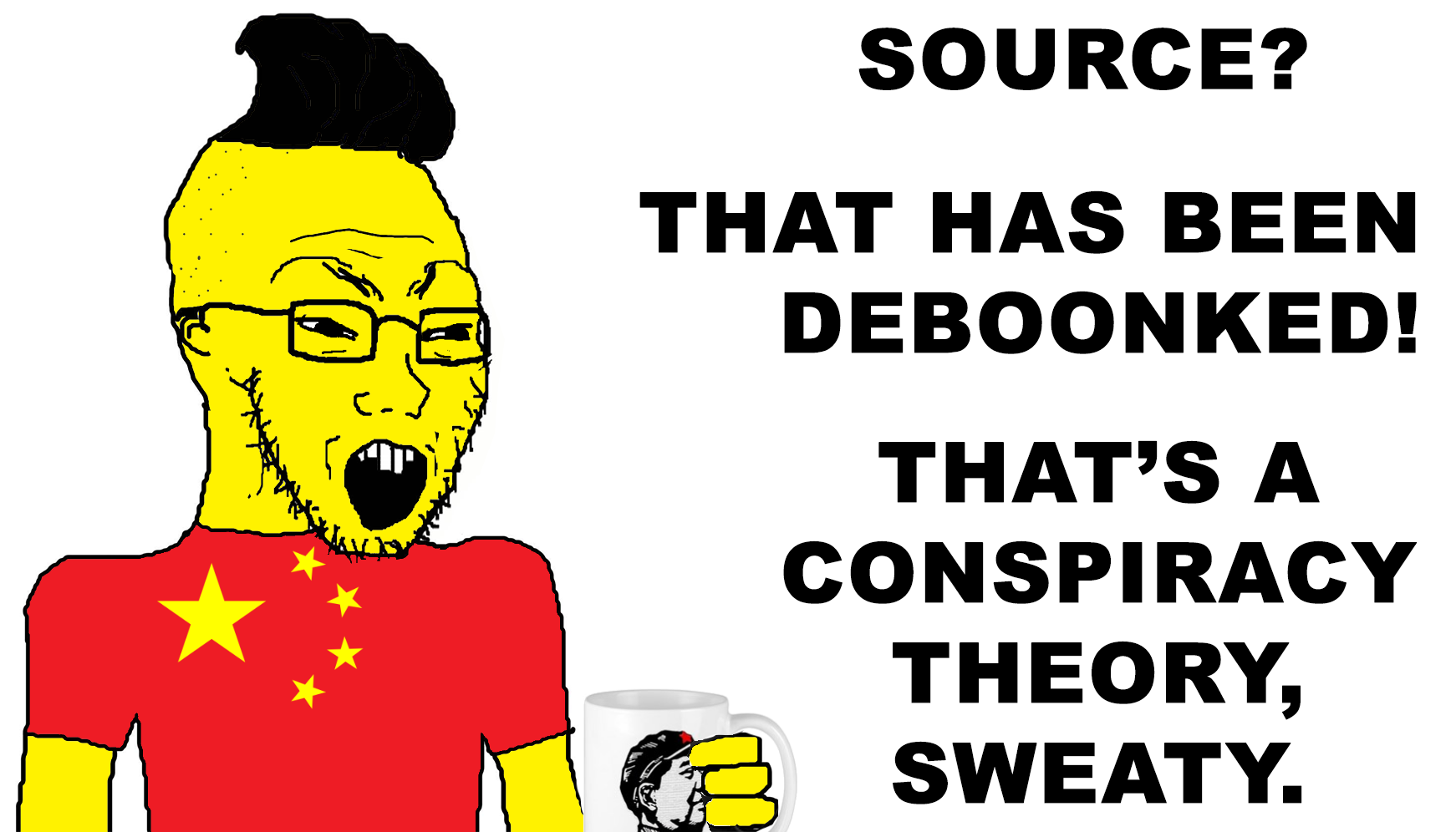 soyak, arm, asian, buck teeth, china, deboonker, ear, flag, glasses, hair