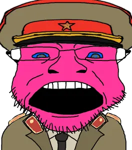 coinjak, blue sclera, cap, closed mouth, clothes, communism, glasses, hammer and sickle, hat, looking at you