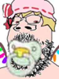 flandre scarlet, gapejak, anime, baby, blonde hair, clothes, glasses, hair, hat, pacifier