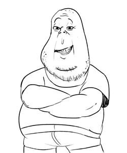 gapejak, michijak, arm, closed mouth, clothes, crossed arms, fat, grin, hands, redraw