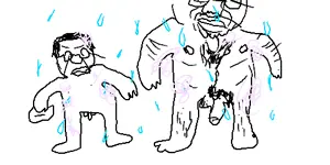 chudjak, 2soyjaks, glasses, hair, hairy, naked, oekaki, penis, shower, soyjak
