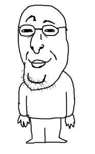 unknown, closed mouth, clothes, full body, glasses, haloboi3, smile, soyjak