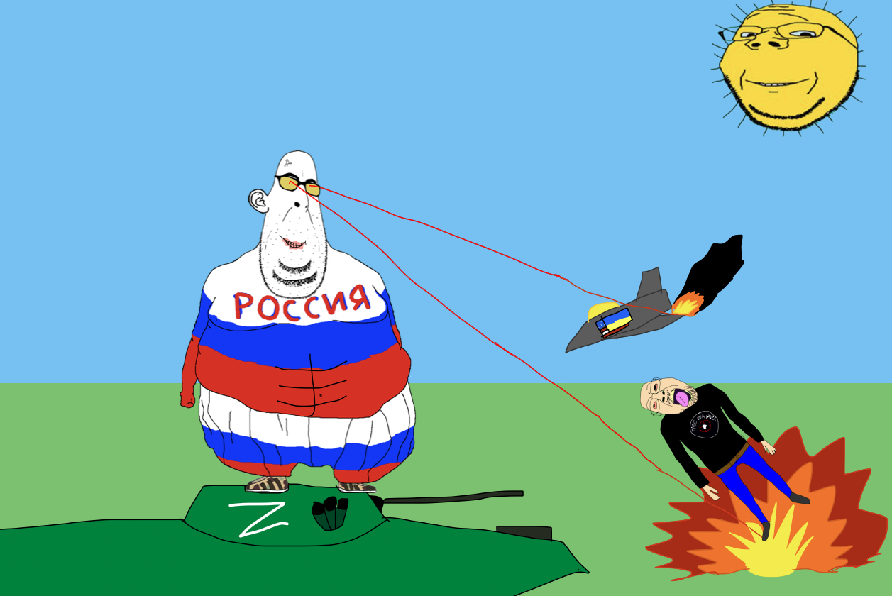 bernd, cobson, gapejak, wholesome soyjak, 3soyjaks, big z, bmp-1, closed mouth, explosion, f-16 fighting falcon