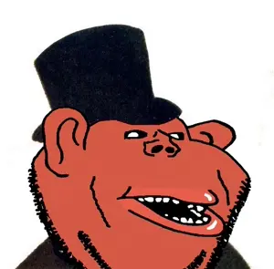 impish soyak ears, impish amerimutt, amerimutt, brown skin, clothes, ear, hat, open mouth, porky, soyjak