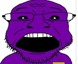 william afton, coinjak, badge, black sclera, glasses, open mouth, purple guy, purple skin, stubble, video game