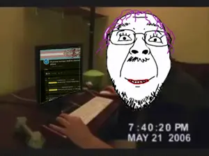 conservativewaluigi, bernd, animated, biology, closed mouth, glasses, hair, jumpscare, mustache, open mouth