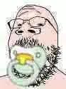 gapejak, animated, baby, glasses, hairy, pacifier, rotating, small eyes, soyjak, stubble
