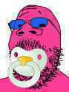 gapejak, animated, baby, glasses, pacifier, pink skin, rotating, small eyes, soyjak, soyjak party