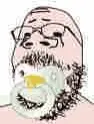 gapejak, baby, crying, glasses, pacifier, sad, small eyes, soyjak, stubble, white skin