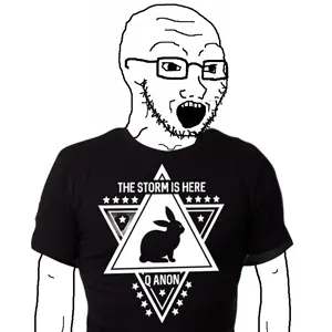 soyak, animated, arm, bald, clothes, glasses, open mouth, qanon, shaking, soyjak