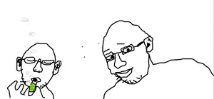 nojak, unknown, 2soyjaks, closed mouth, ear, glasses, nigger weed, oekaki, smile, smoking