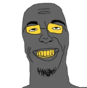 branniejak, glasses, gray skin, open mouth, soot colors, soyjak, soyjak party, stubble, soot