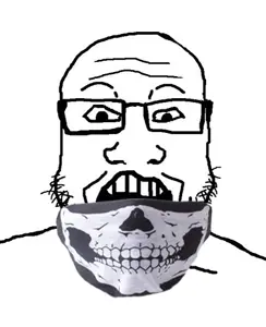 markiplier soyjak, glasses, mask, open mouth, siege, soyjak, stubble