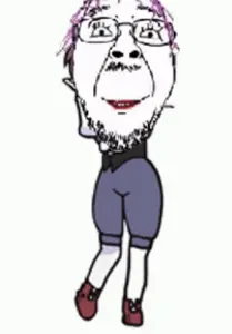 bernd, animated, anime, closed mouth, dance, glasses, hair, mustache, purple hair, smile