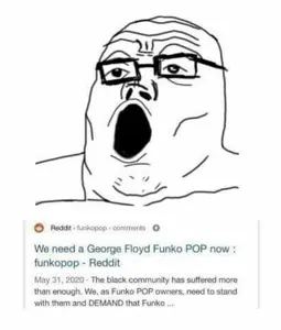 george floyd, tony soprano soyjak, funko pop, glasses, open mouth, r funkopop, reddit, reddit moment, soyjak, text