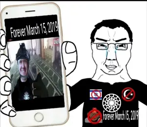 chudjak, brenton tarrant, christchurch shooting, closed mouth, crying, hair, hands, holding object, holding phone, iphone