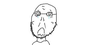 unknown, closed mouth, crying, frown, glasses, oekaki, soyjak, stubble
