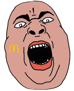 chugsjak, amerimutt, angry, brown skin, mcdonalds, open mouth, soyjak