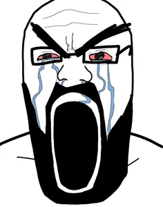 unknown, angry, beard, bloodshot eyes, crying, glasses, open mouth, soyjak